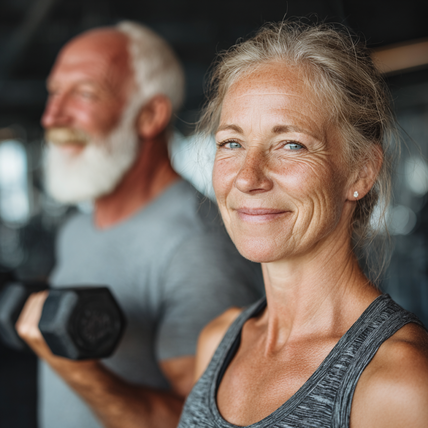 Активні літні люди займаються фітнесом
